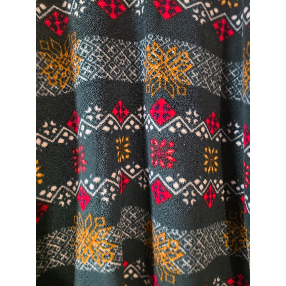 Victorias Secret Country Fleece Quarter Zip Pullover Fair Isle Teal Red Large - Picture 3 of 5